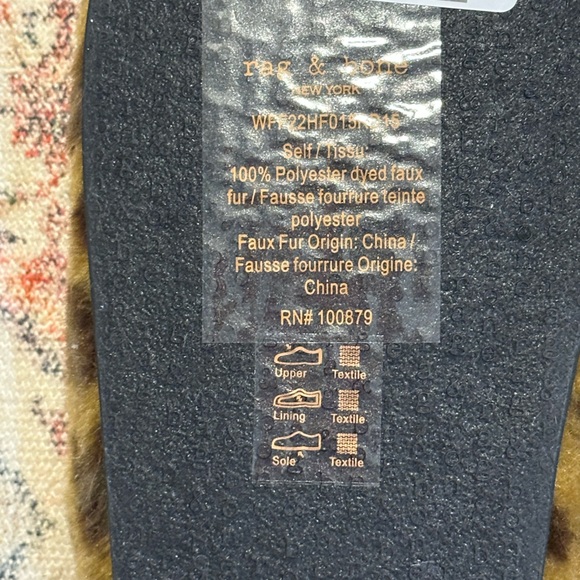 Rag & Bone Leopard Bailey Mule Slippers in Faux Fur in Size 7 - Picture 8 of 11